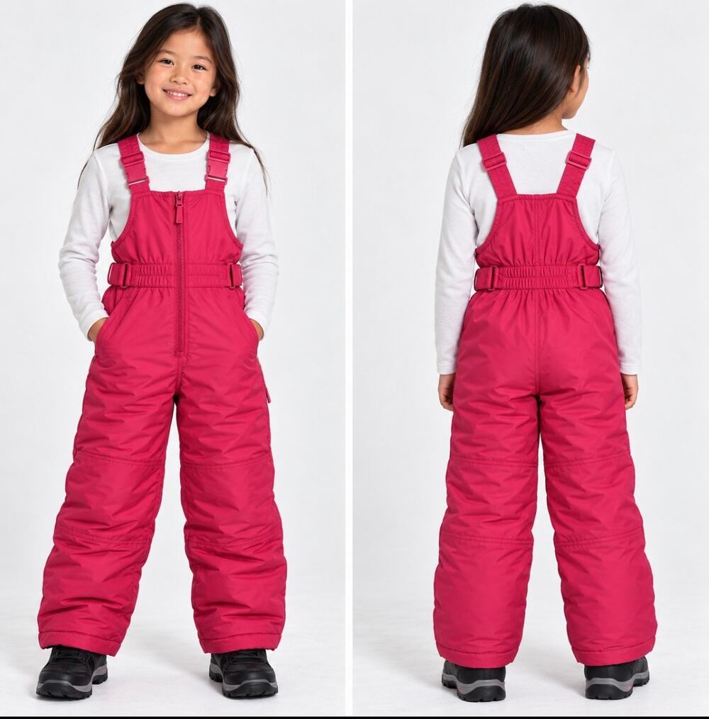 🩷 Cat & Jack Girls 4T Pink Snow Bib Overalls Insulated Winter Ski Pants